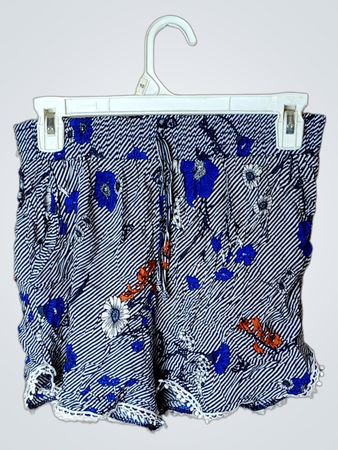 Damen Shorts mit blauem Blumenmuster