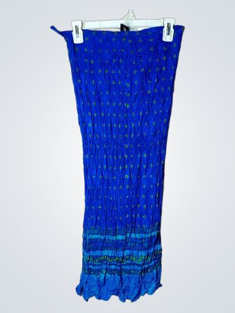 Marks & Spencer St Michael Blau gewellter Stoff mit grünem Muster