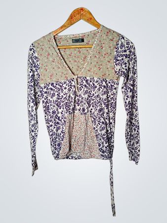 ONLY Floral Print Long Sleeve Wrap Top