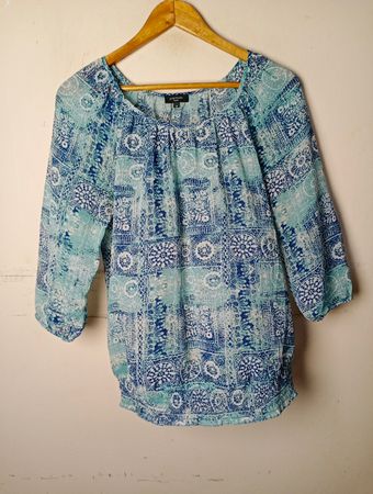 Premoda Trendy Blue Print Bluse
