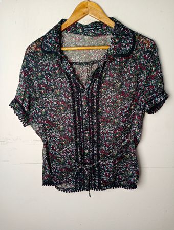 Atmosphere Blumenmuster Durchsichtige Bluse