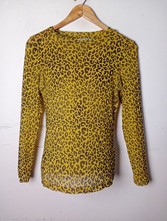 COSTES REBEL Leopard Print Mesh Long Sleeve Top
