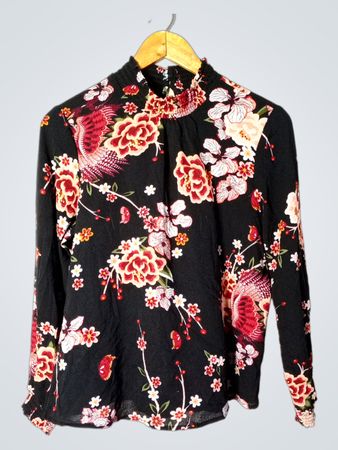 ONLY Black Floral Print High Neck Blouse