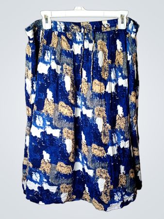 CLAUDIC Damen Rock mit blauem abstraktem Druck
