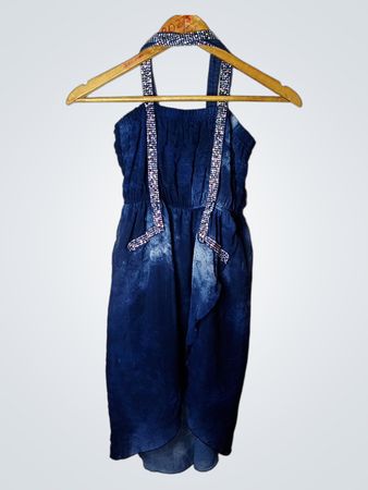 RUEHL Blau Tie-Dye Kleid mit verzierten Trägern