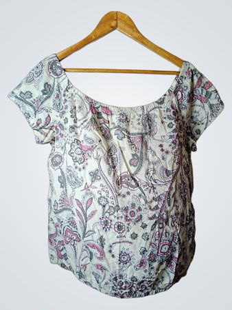 United Colors of Benetton Paisley Print Off-Shoulder Top