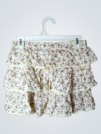 Blanco Floral Tiered Minirock