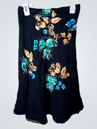 Schwarzes trägerloses Kleid mit floralem Druck