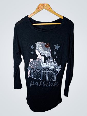 Black long sleeve t-shirt with CITY passion graphic