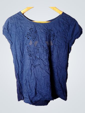 Sfera Blau besticktes T-Shirt