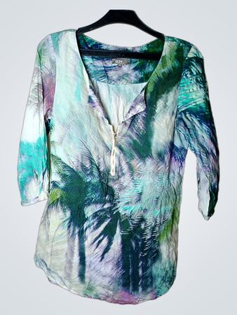 GRAIN DE MALICE Palm Tree Print Tunika-Shirt