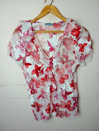 Per Una Schmetterlingsdruck Transparente Bluse