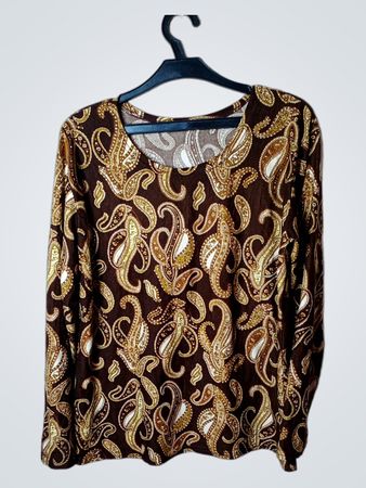 Braun Paisley-Print Langarmtop