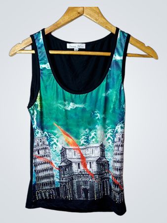 Sweet Miss Damen ärmelloses Tanktop mit italienischem Wahrzeichen-Print