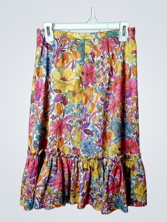 Floral Print Ruffled Maxi Rock