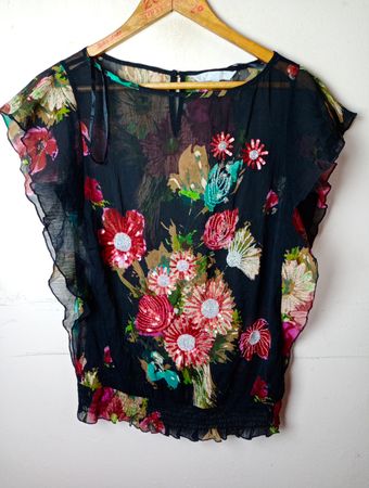 Redherring Florale Durchsichtige Bluse