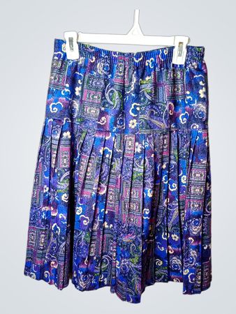 Plissierter Midirock mit Paisley- und geometrischem Druck