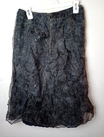 Schwarzer Blumenmuster Transparenter Rock