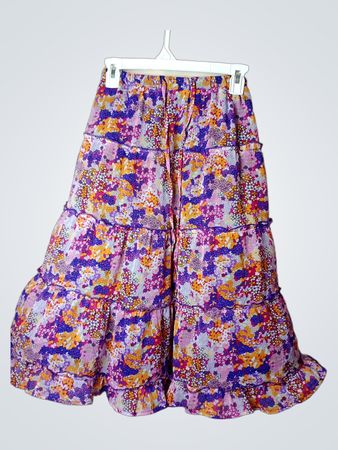 Pink Angel gestufter Blumen-Maxi-Rock