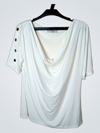 Morgan White Draped Neck T-Shirt