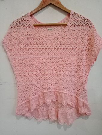 Hollister Pink Lace Ruffle Top