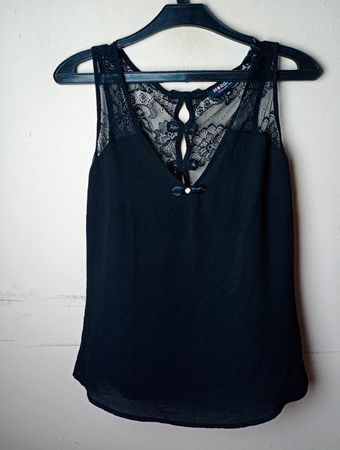Morgan Black Lace Trim Tank Top