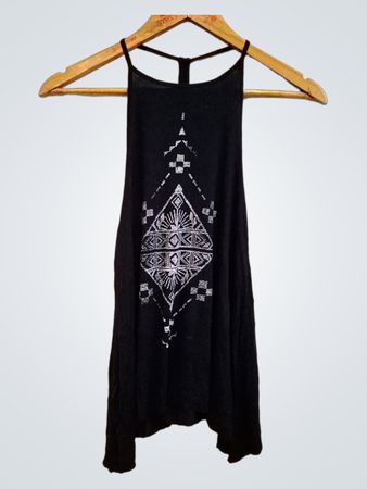 Schwarzes Tanktop mit geometrischem Druck