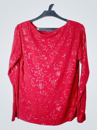 LINDEX Rotes Langarmoberteil mit Glitzer-Muster