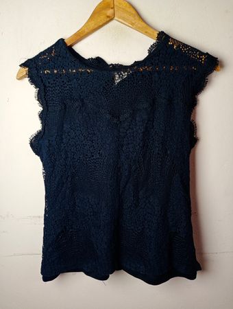 ADIVA Black Lace Cap Sleeve Top