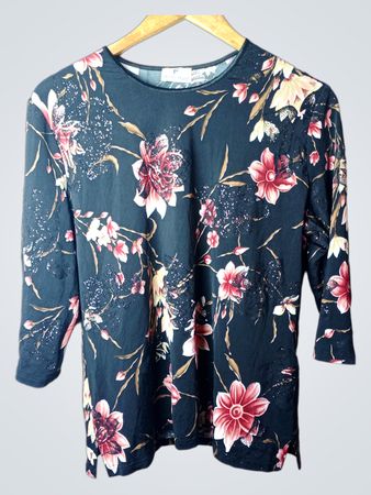 FRANKENWALDER COLLECTION Floral Print 3/4 Sleeve Top