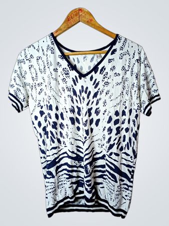 Punt Roma Damen V-Ausschnitt Tierdruck T-Shirt