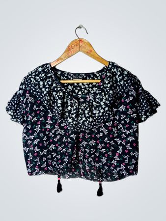 Diane Freis Schwarze Blumenmuster Bluse