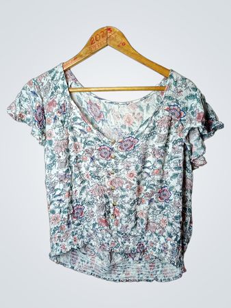 Weiße Bluse mit floralem Druck