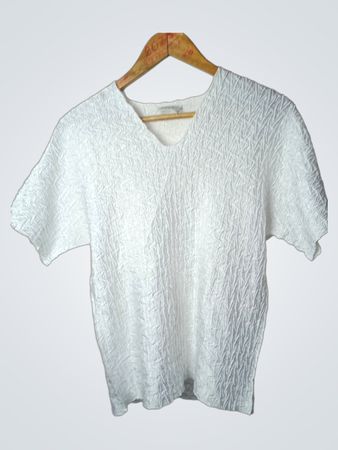 Weißes strukturiertes T-Shirt