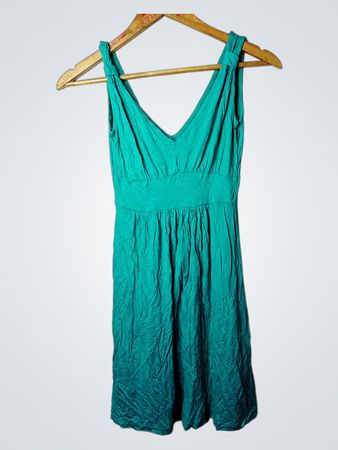 Türkisfarbenes ärmelloses V-Ausschnitt-Kleid