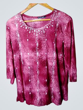 HT-STARS Damen Pink Verziertes Drucktop