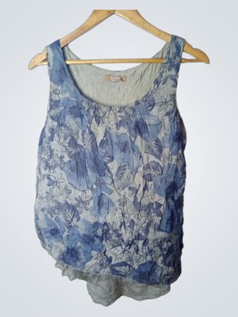 CARLA CONTI Blauer Floral Ärmelloser Top