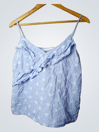 L.O.G.G. Blaue Bestickte Spaghetti-Top