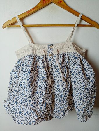 United Colors of Benetton Baby Girl Blau Blumen Overall