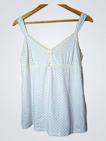 Blau-weiße gemusterte Spitzenhemdchen mit Spitze