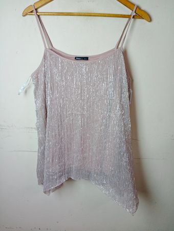 Janina Damen Pink Funkelnd Spaghettiträger Top