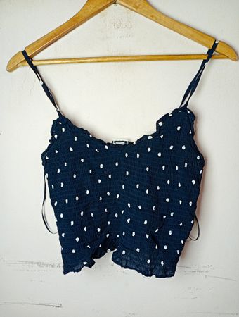 Pimkie Navy Polka Dot Crop Top