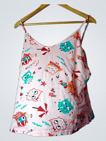 Rosa Tanktop mit Eulenmotiv