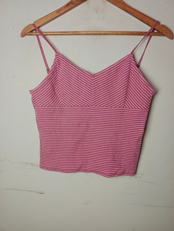 TALLY WEIJL Pink und Weiß Gestreiftes Gekürztes Cami-Top