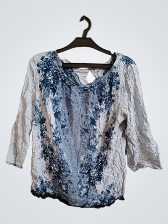 CAMATEU Blaue Blumenmuster Bluse