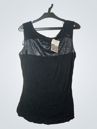 Orsay Schwarzes Ärmelloses Tanktop mit Kunstlederbesatz