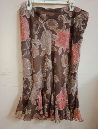 Ost 5. Brown Floral Print Midi Rock