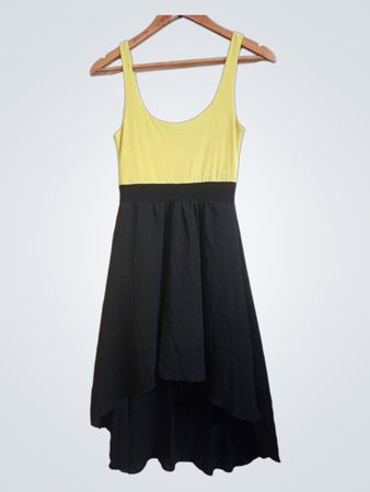 PDK Gelb und Schwarz Hoch-Tief Kleid