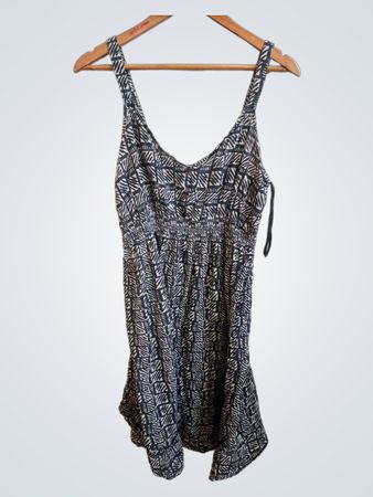 Garnet Hill Blau-Weiße Gemusterte Kleid