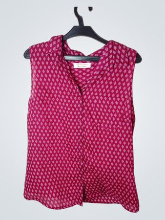 Cache Cache Damen ärmellose Bluse mit pinkfarbenem Diamantprint